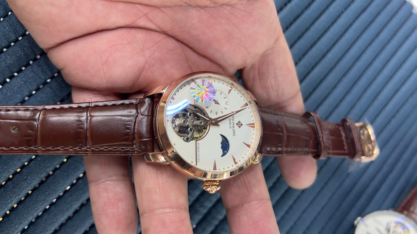 Patek Philippe tourbillon broun/rosê